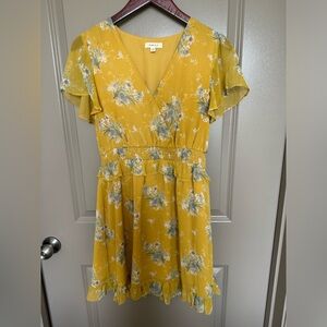 Yellow floral ruffle dress